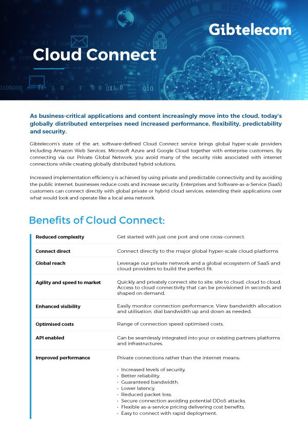 Cloud Connect Data Sheet Image
